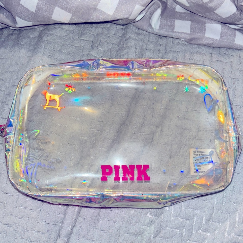 Pink make up bag.